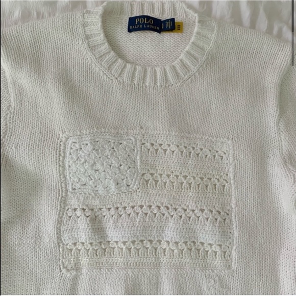 New Ralph Lauren American Flag White Sweater - Picture 3 of 11